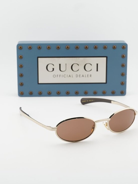 Gucci GG1942S 003 Oval Sunglasses - Gold / Brown main image 3